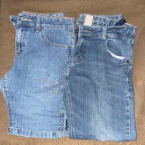 2 Pair Plus Girls Arizona 12 1/2 Jeans and Jean Shorts Butterfly Sequins